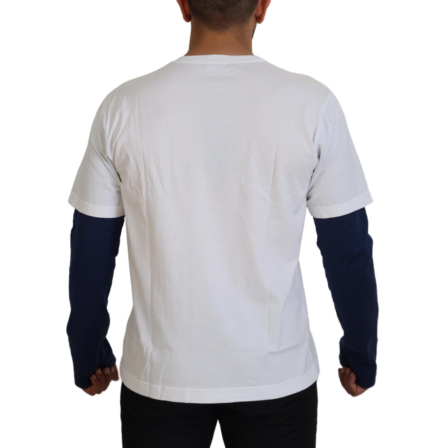 Dolce & Gabbana White Blue DG Crown Pullover Sweater