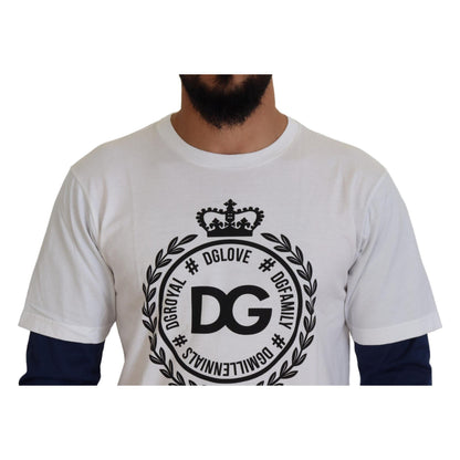 Dolce & Gabbana White Blue DG Crown Pullover Sweater