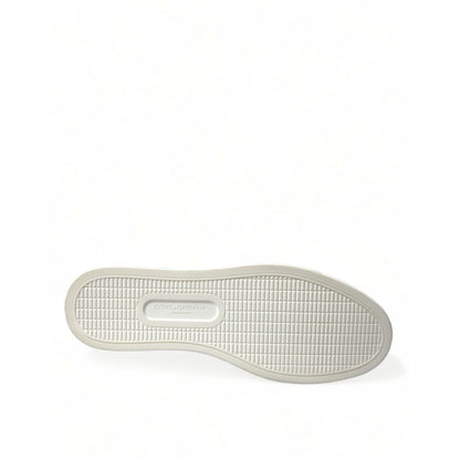 Dolce & Gabbana White Bordeaux Leather Logo Low Top Sneakers Shoes