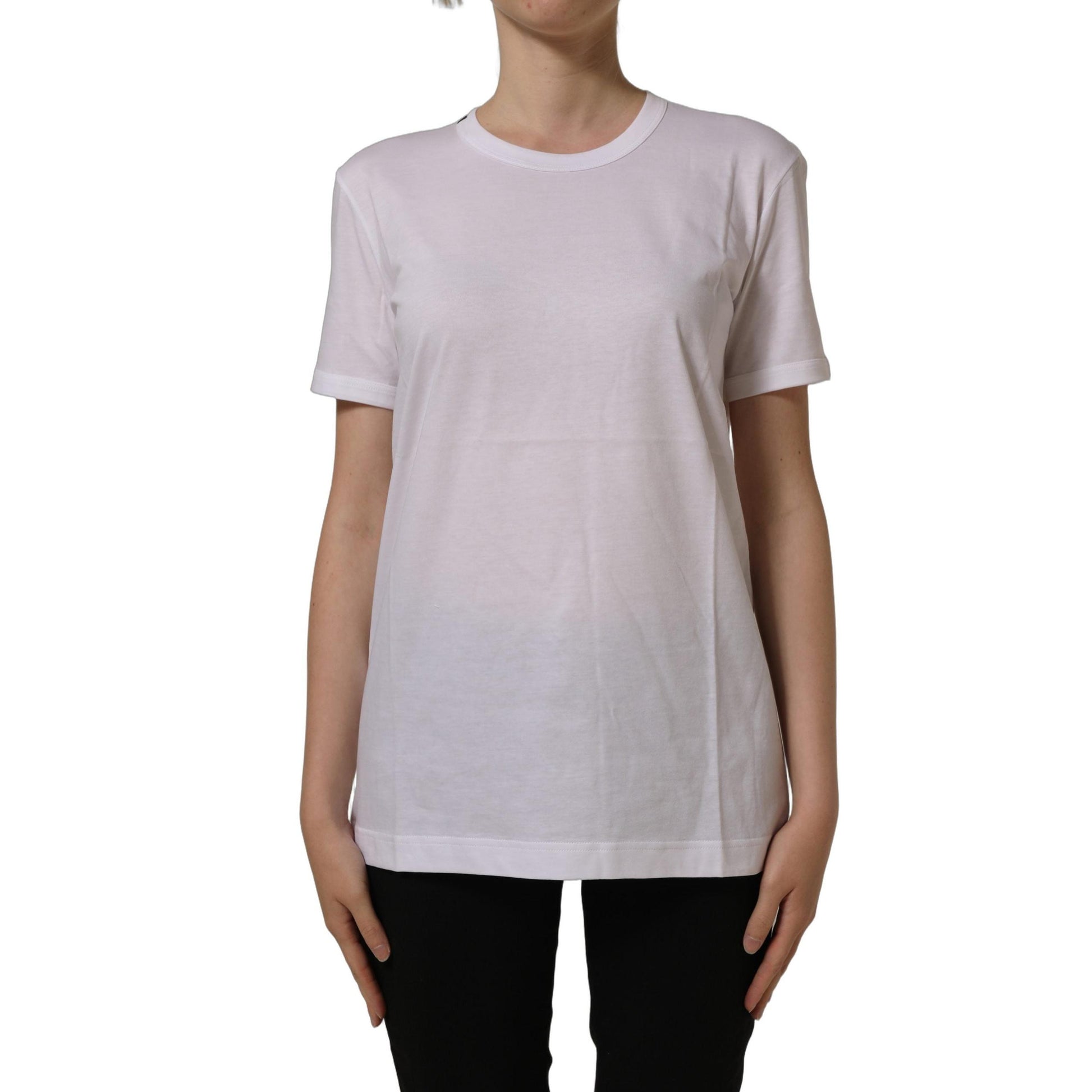 Dolce & Gabbana White Cotton Crew Neck Short Sleeves T-shirt