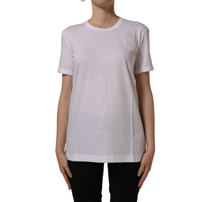 Dolce & Gabbana White Cotton Crew Neck Short Sleeves T-shirt