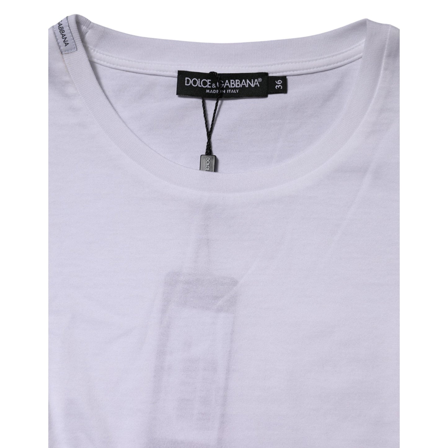 Dolce & Gabbana White Cotton Crew Neck Short Sleeves T-shirt