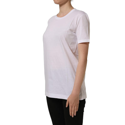 Dolce & Gabbana White Cotton Crew Neck Short Sleeves T-shirt
