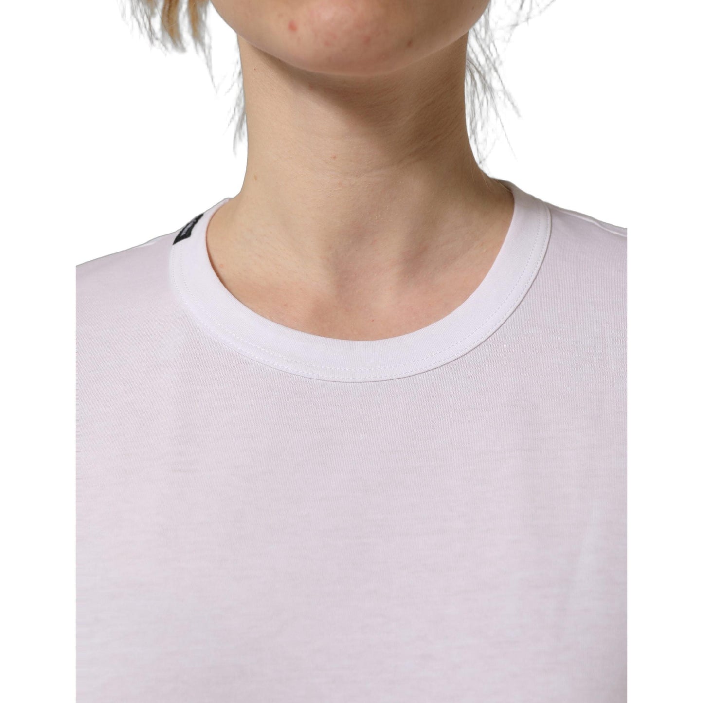 Dolce & Gabbana White Cotton Crew Neck Short Sleeves T-shirt