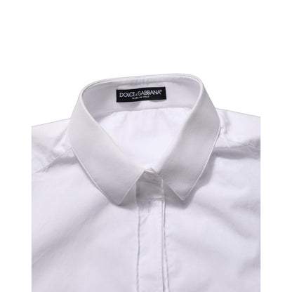 Dolce & Gabbana White Cotton Long Sleeve Button-Up Shirt Top