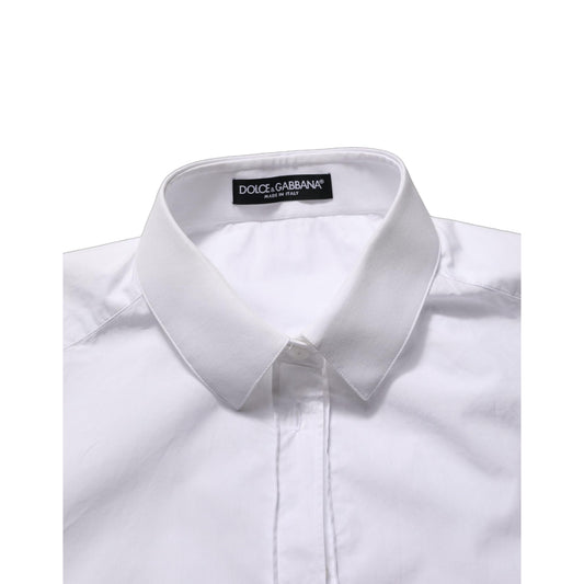 Dolce & Gabbana White Cotton Long Sleeve Button-Up Shirt Top