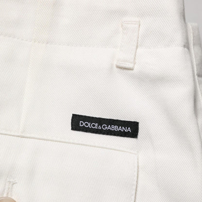 Dolce & Gabbana White Cotton Mid Waist Men Bermuda Shorts