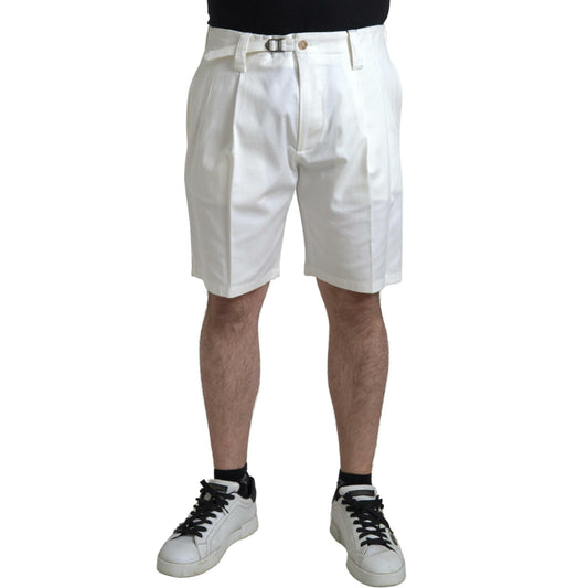 Dolce & Gabbana White Cotton Stretch Men Bermuda Denim Shorts