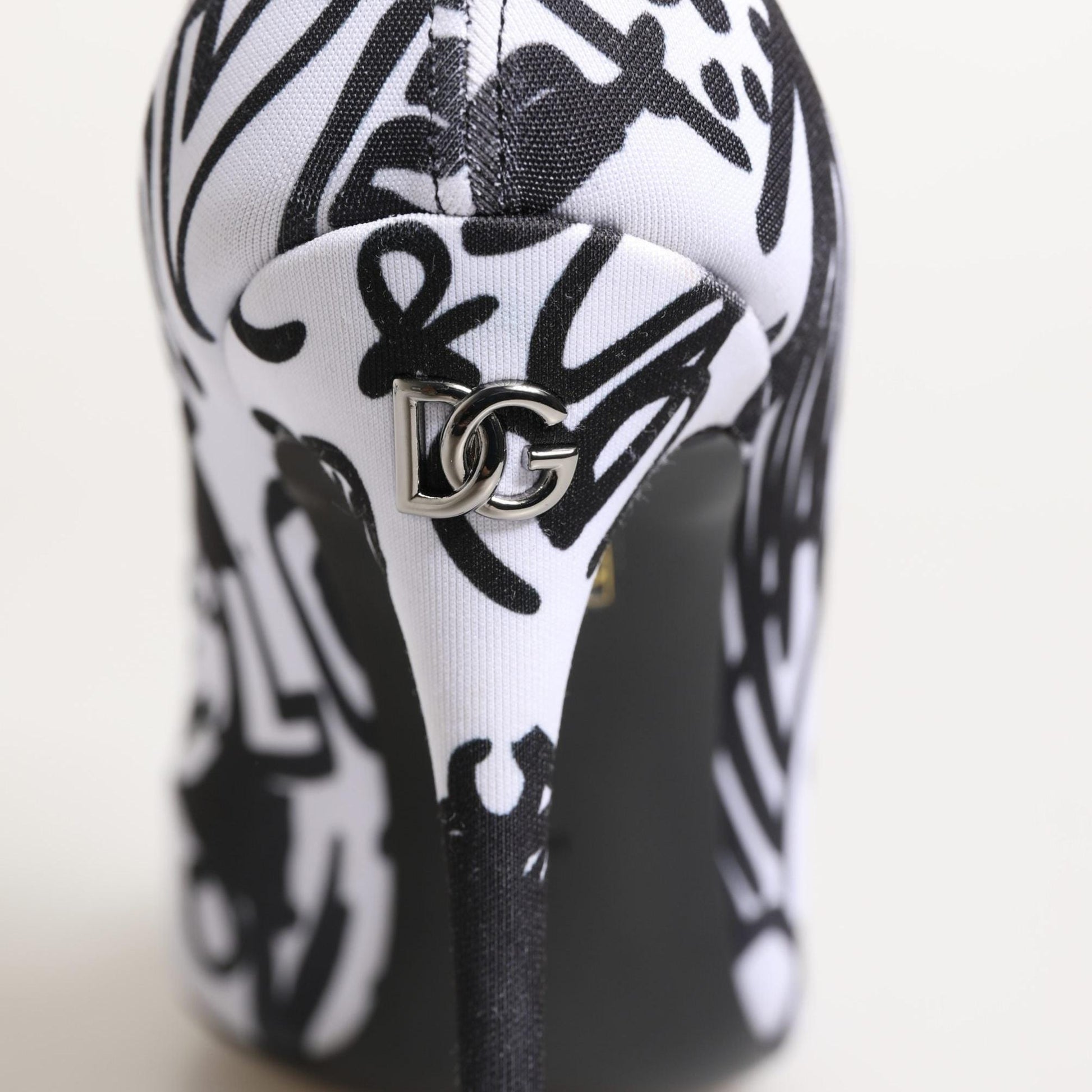 Dolce & Gabbana White Graffiti Stretch Ankle Boots Shoes