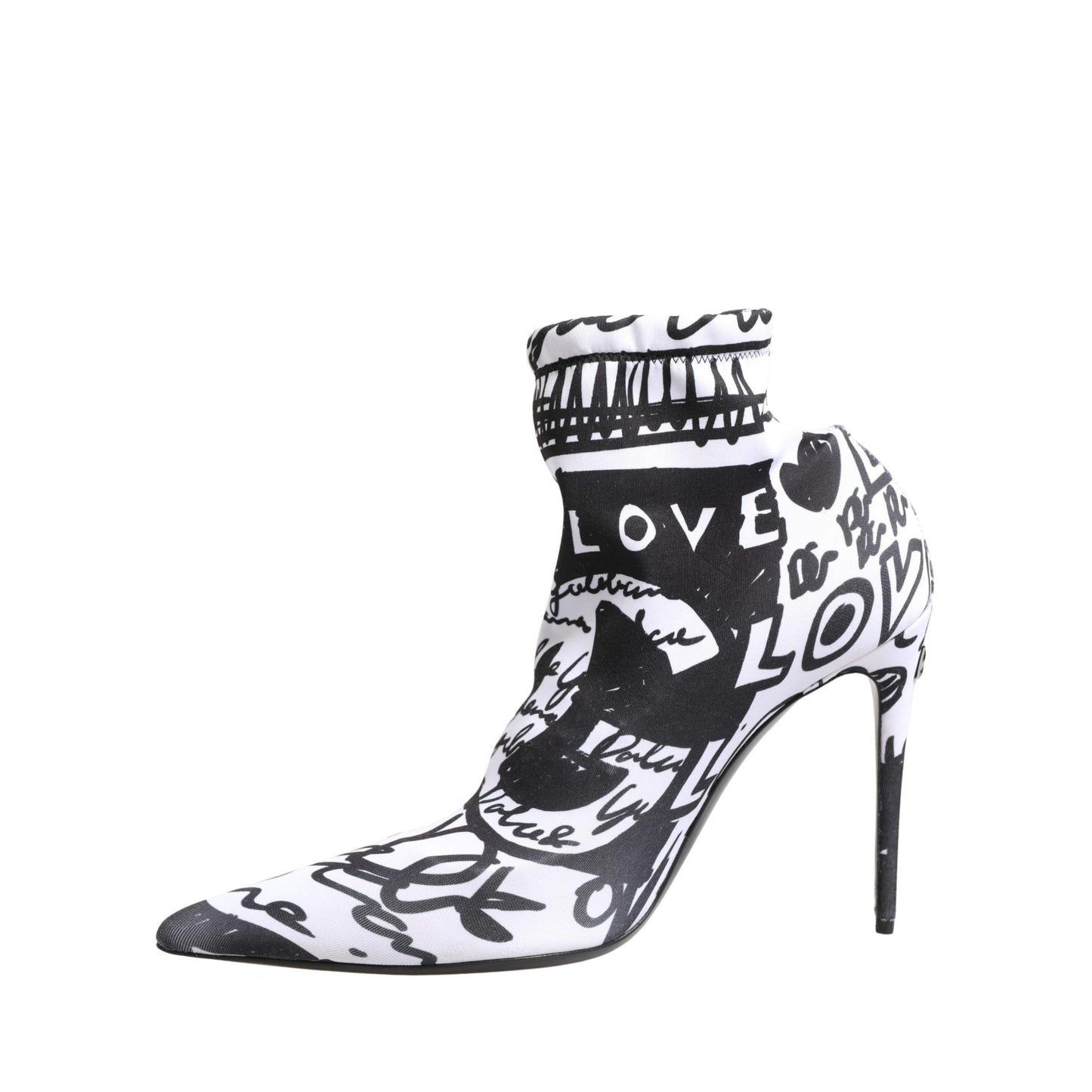 Dolce & Gabbana White Graffiti Stretch Ankle Boots Shoes