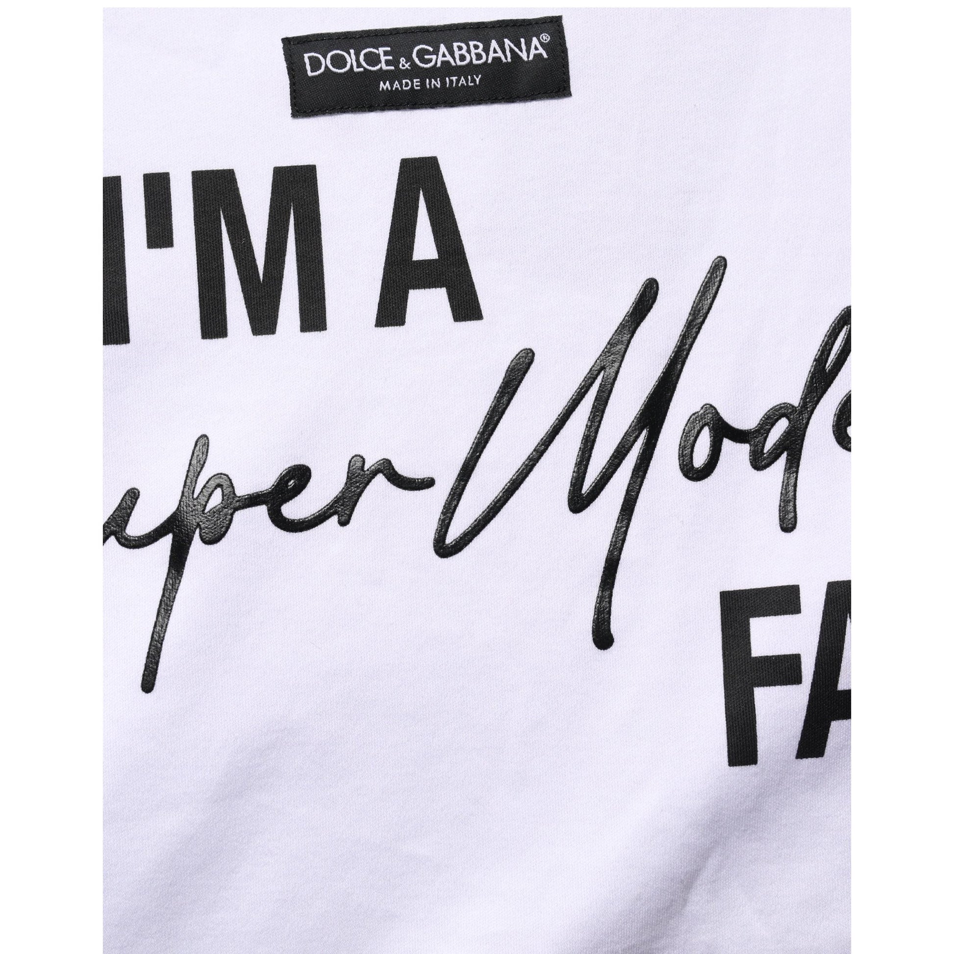 Dolce & Gabbana White I'm A Super Model Fan Print Jersey T-shirt