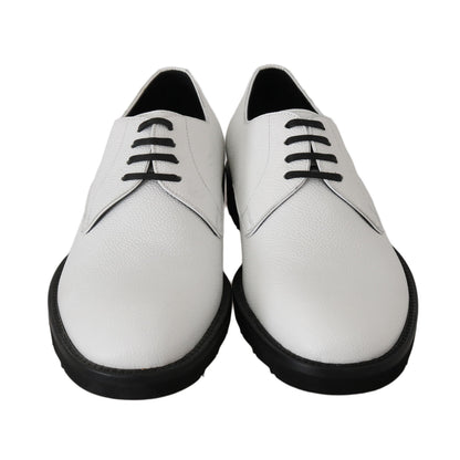 Dolce & Gabbana White Leather Derby Dress Formal Shoes