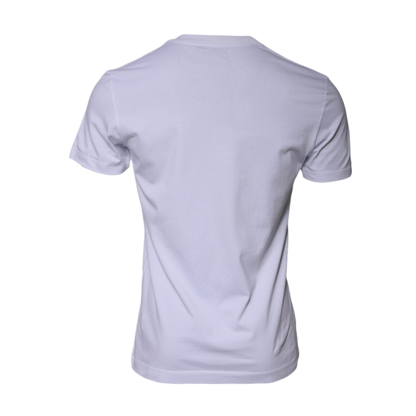 Dolce & Gabbana White Logo Print Cotton Crew Neck T-shirt