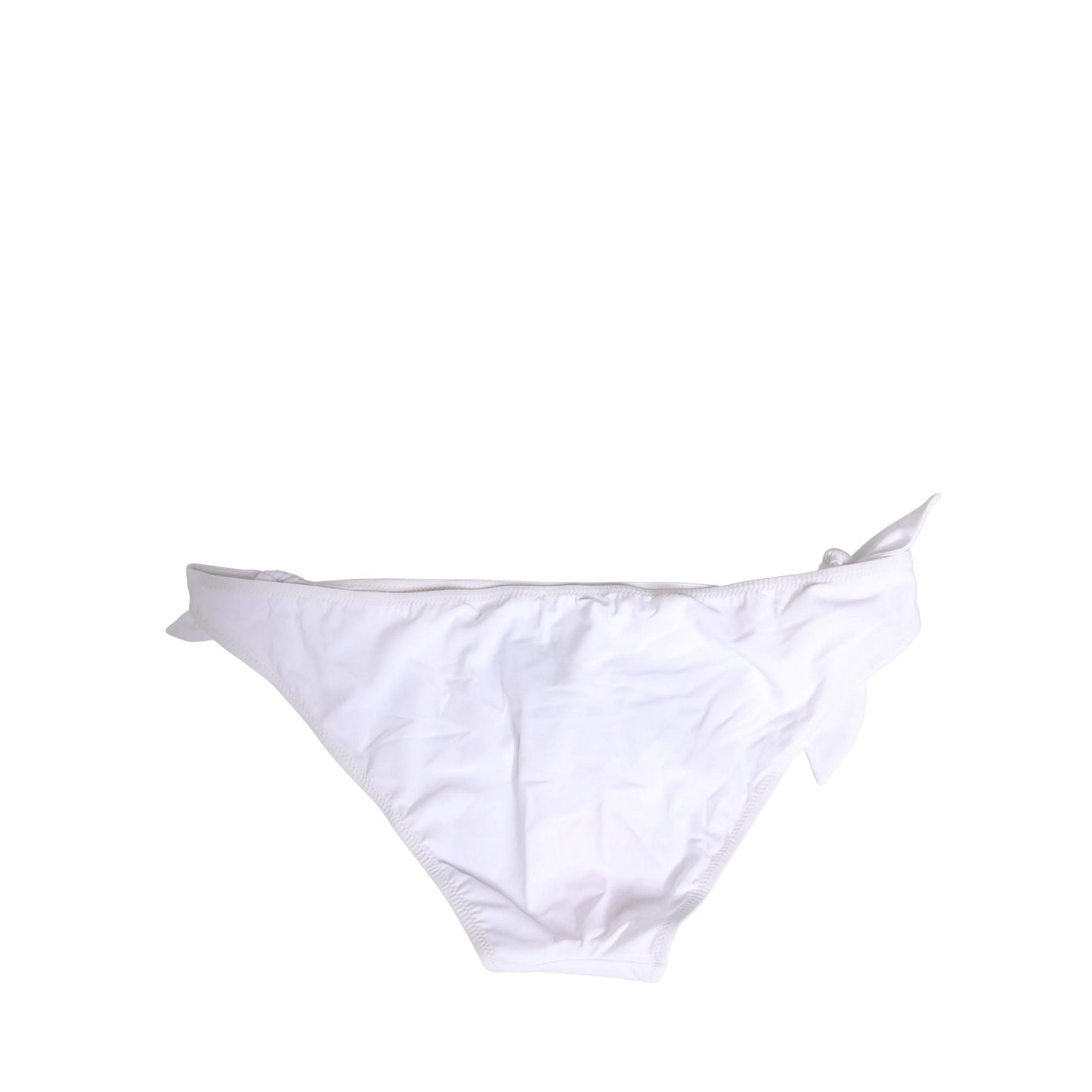 Dolce & Gabbana White Nylon DG Logo Plaque Bikini Bottom Swimwear
