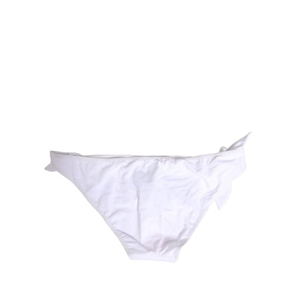 Dolce & Gabbana White Nylon DG Logo Plaque Bikini Bottom Swimwear