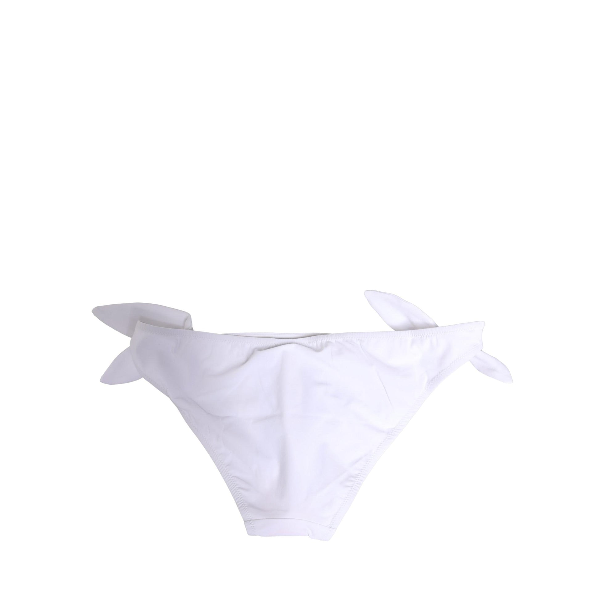 Dolce & Gabbana White Nylon DG Logo Plaque Bikini Bottom Swimwear