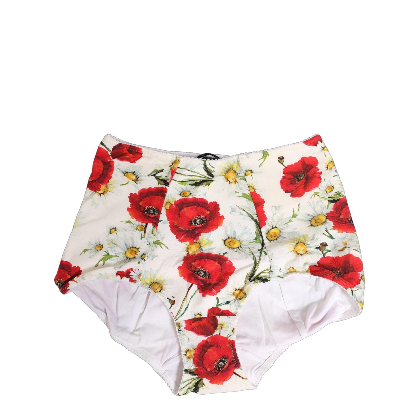 Dolce & Gabbana White Nylon Floral High Waisted Girdle Underwear