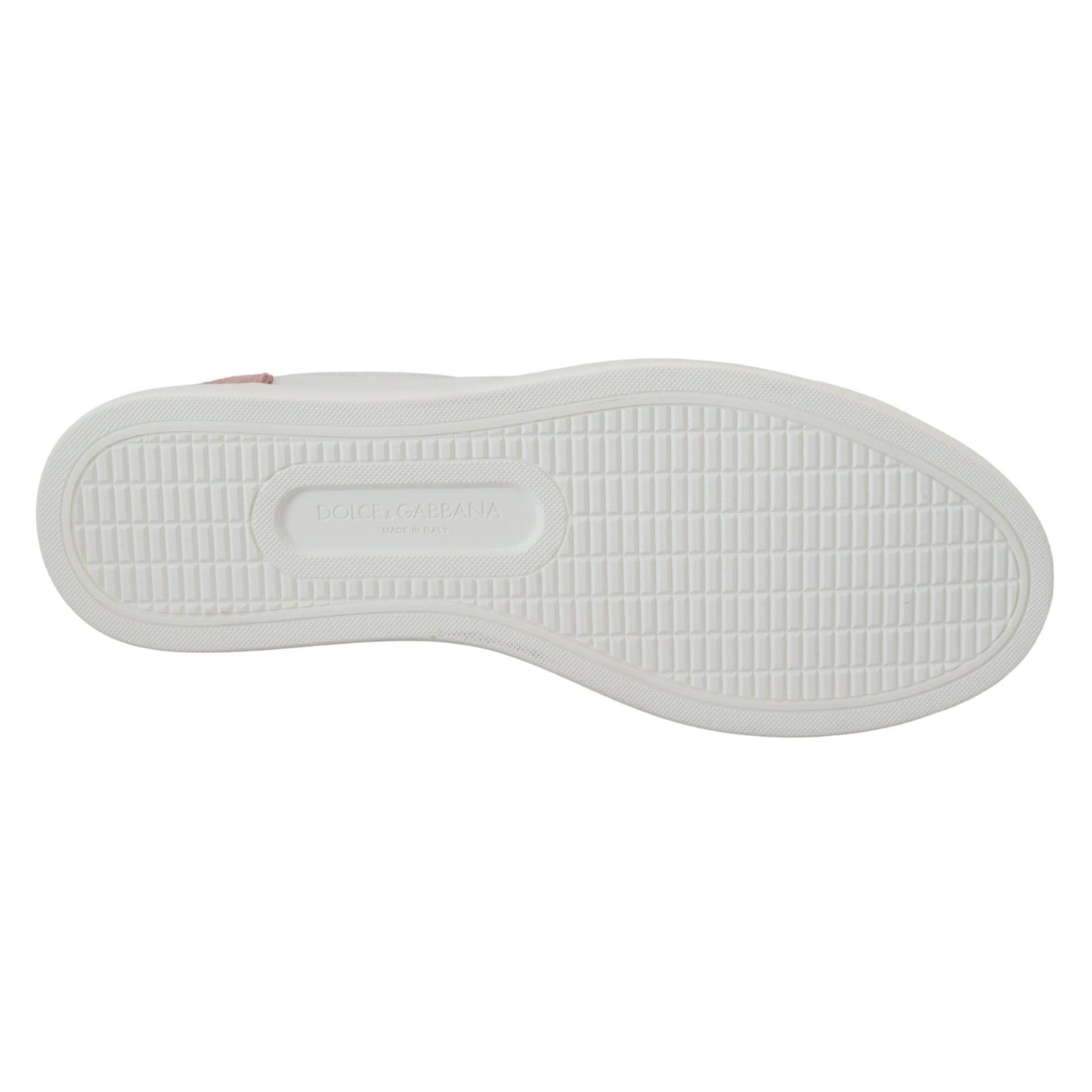 Dolce & Gabbana White Pink Leather Low Top Sneakers Shoes