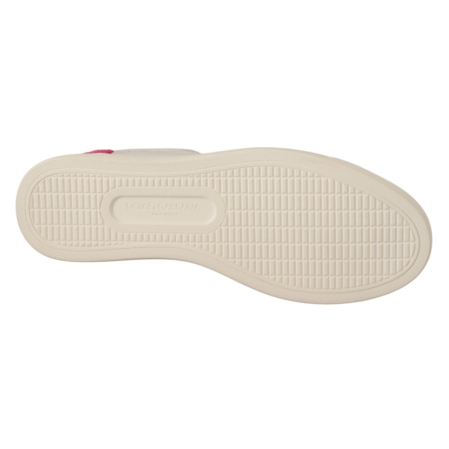 Dolce & Gabbana White Pink Leather Low Top Sneakers Womens Shoes