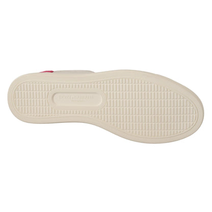 Dolce & Gabbana White Pink Leather Low Top Sneakers Womens Shoes