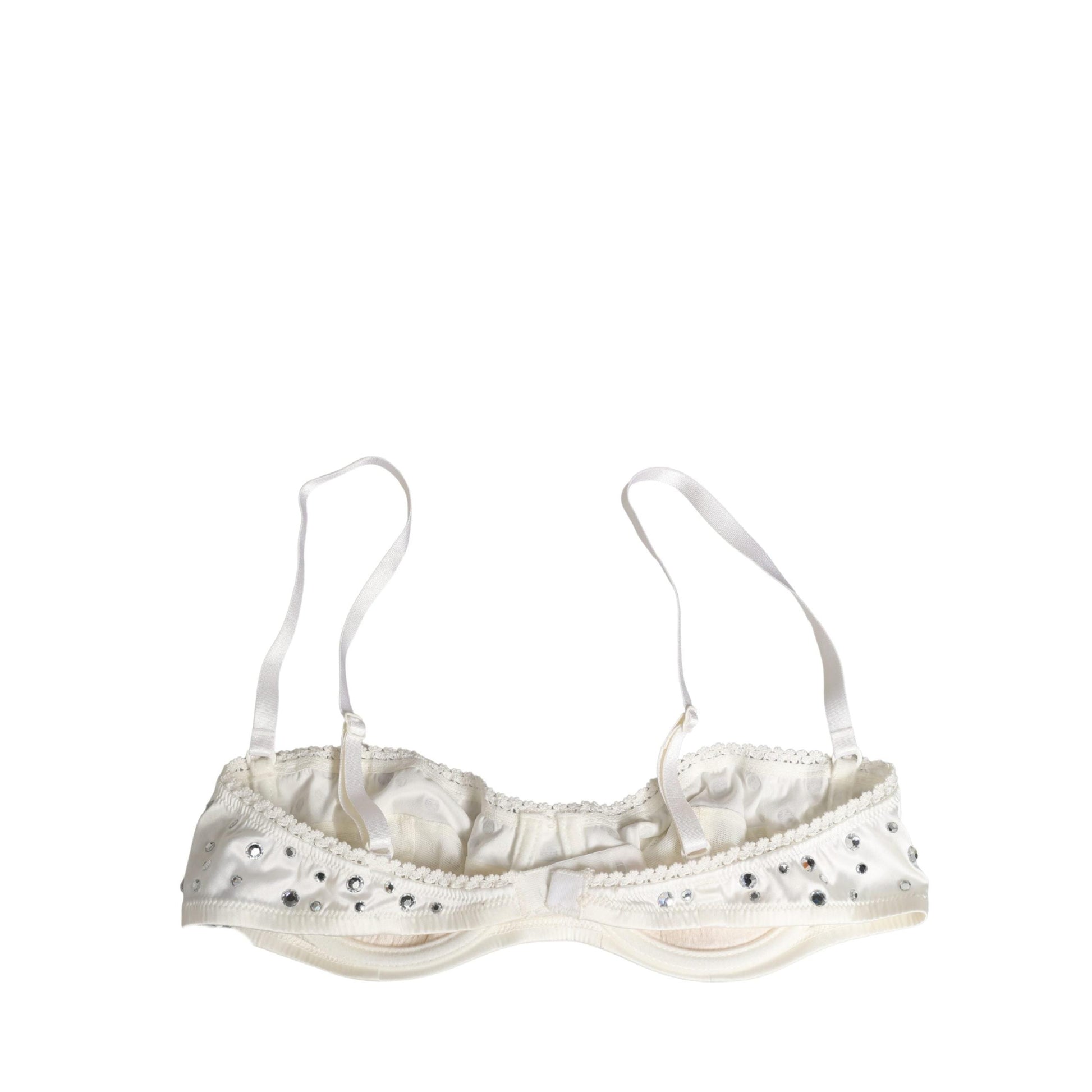 Dolce & Gabbana White Rhinestone Semi-Pad Underwire Bra Underwear