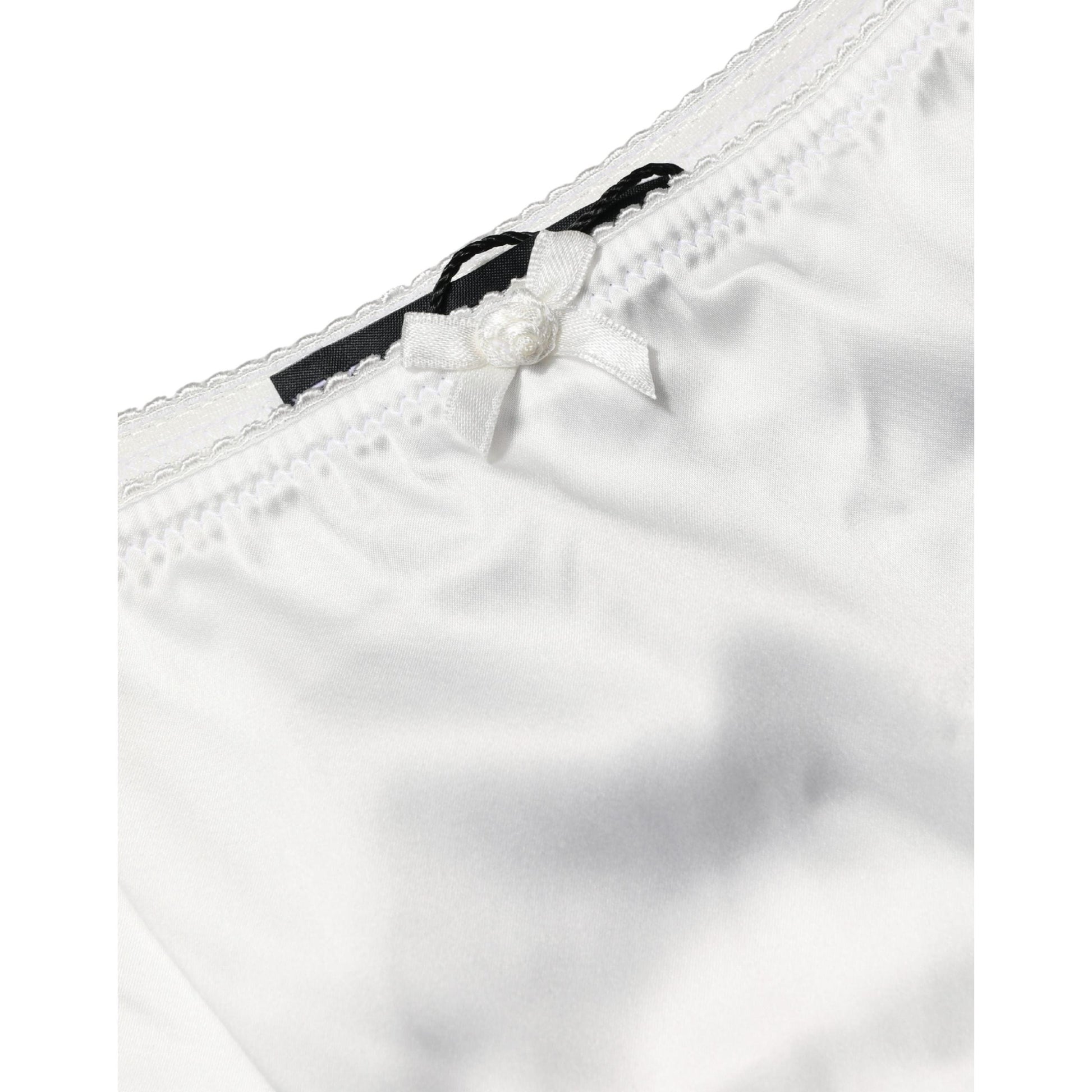 Dolce & Gabbana White Silk Stretch Mid Waist Brief Panty Underwear