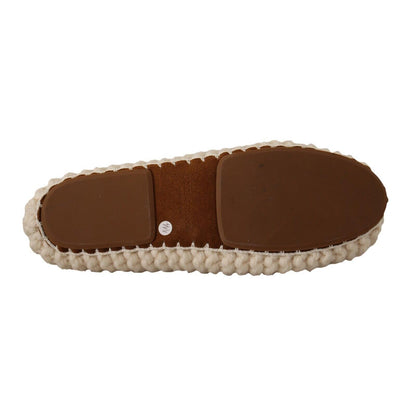 Dolce & Gabbana White Slip On Ballerina Flats Wool Knit Shoes