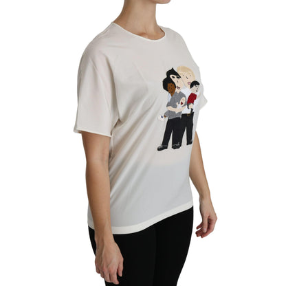 Dolce & Gabbana White #dgfamily Patch Short Sleeve Blouse Top