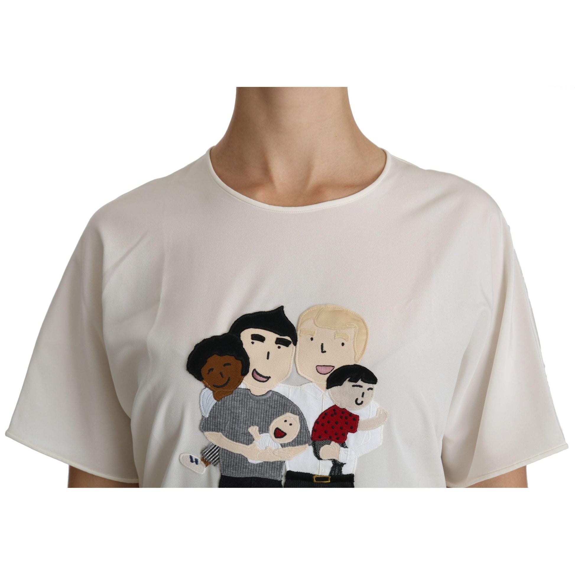 Dolce & Gabbana White #dgfamily Patch Short Sleeve Blouse Top