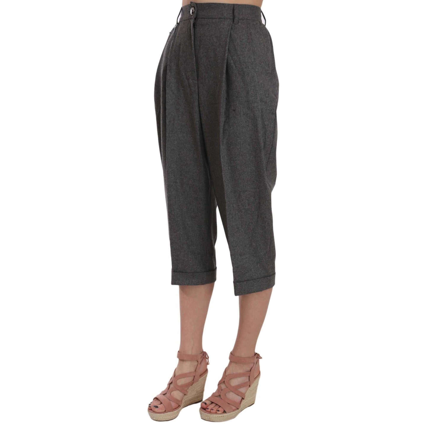 Dolce & Gabbana Wool Cropped Trouser Pleated Pant
