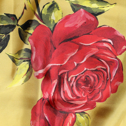 Dolce & Gabbana Yellow Floral Print Silk Men Bermuda Shorts