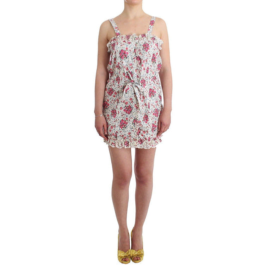 Ermanno Scervino Beachwear Pink Floral Beach Mini Dress Short