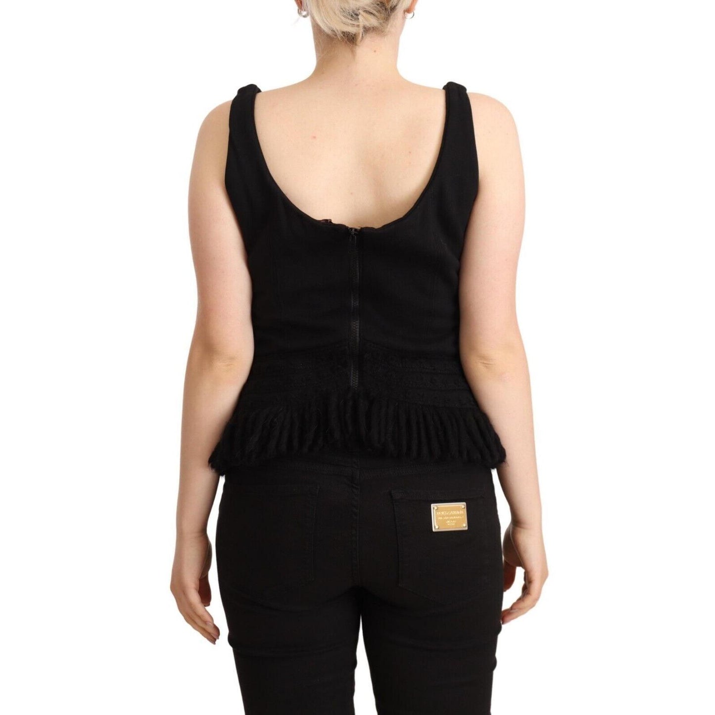Ermanno Scervino Black Cotton Sleevelesss Tank Casual Top