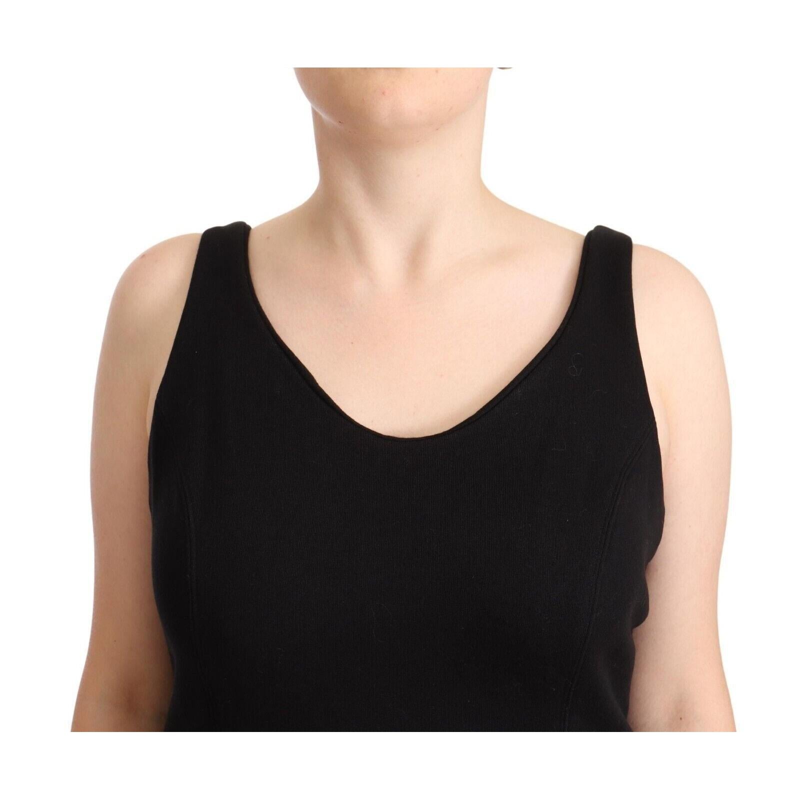 Ermanno Scervino Black Cotton Sleevelesss Tank Casual Top