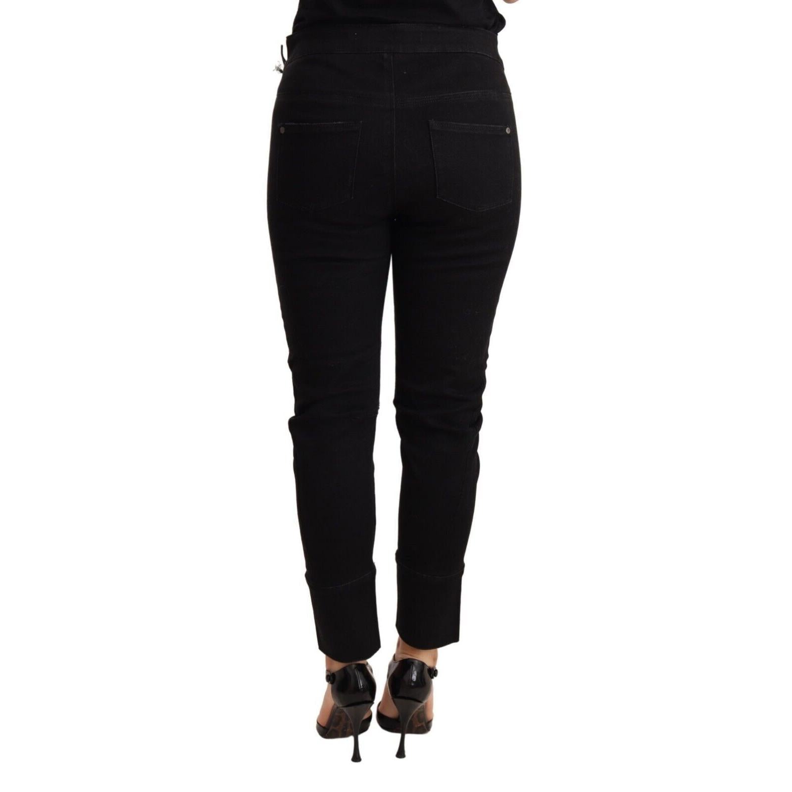 Ermanno Scervino Black Low Waist Skinny Slim Trouser Cotton Jeans