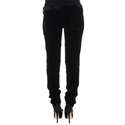 Ermanno Scervino Black Viscose Blend Velvet Slim Fit Pants