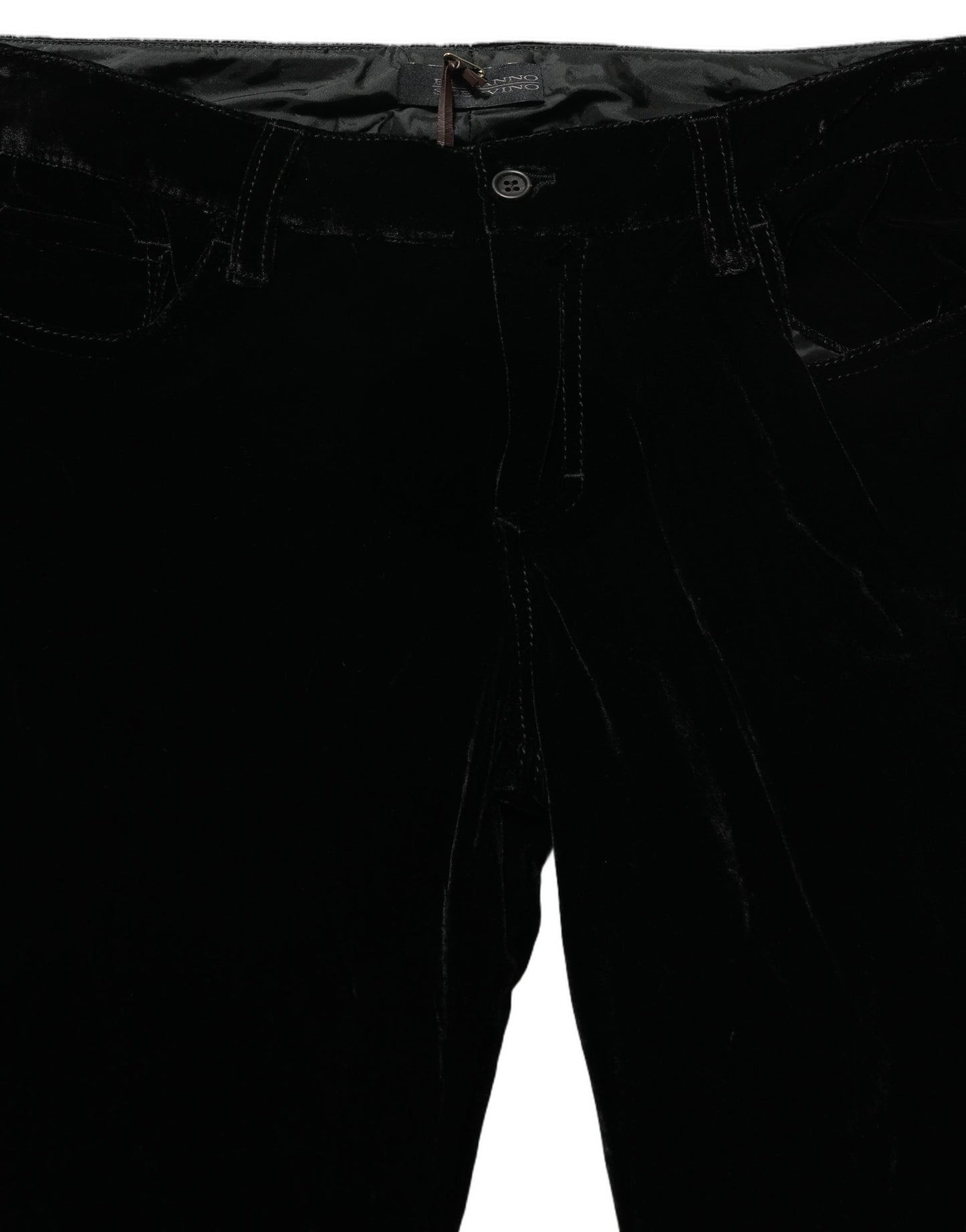 Ermanno Scervino Black Viscose Blend Velvet Slim Fit Pants