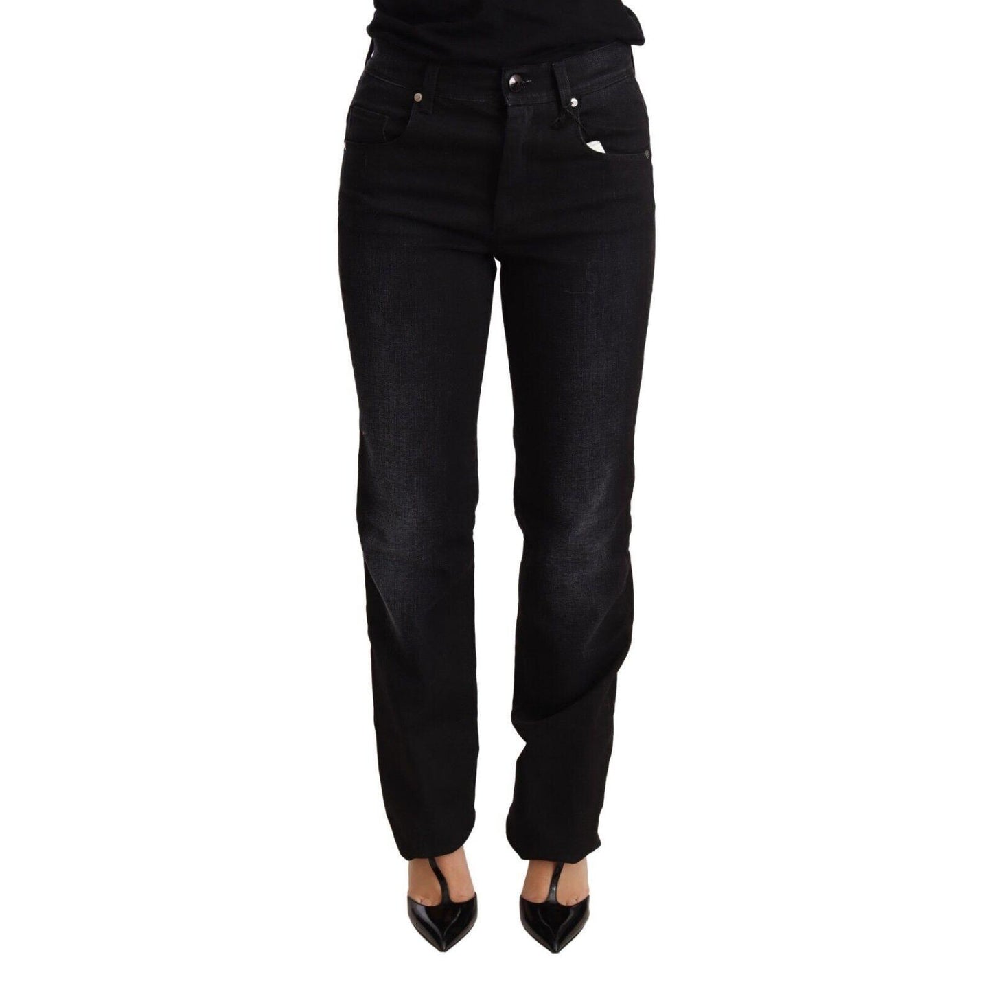 Ermanno Scervino Black Washed Straight Denim Trouser Cotton Jeans