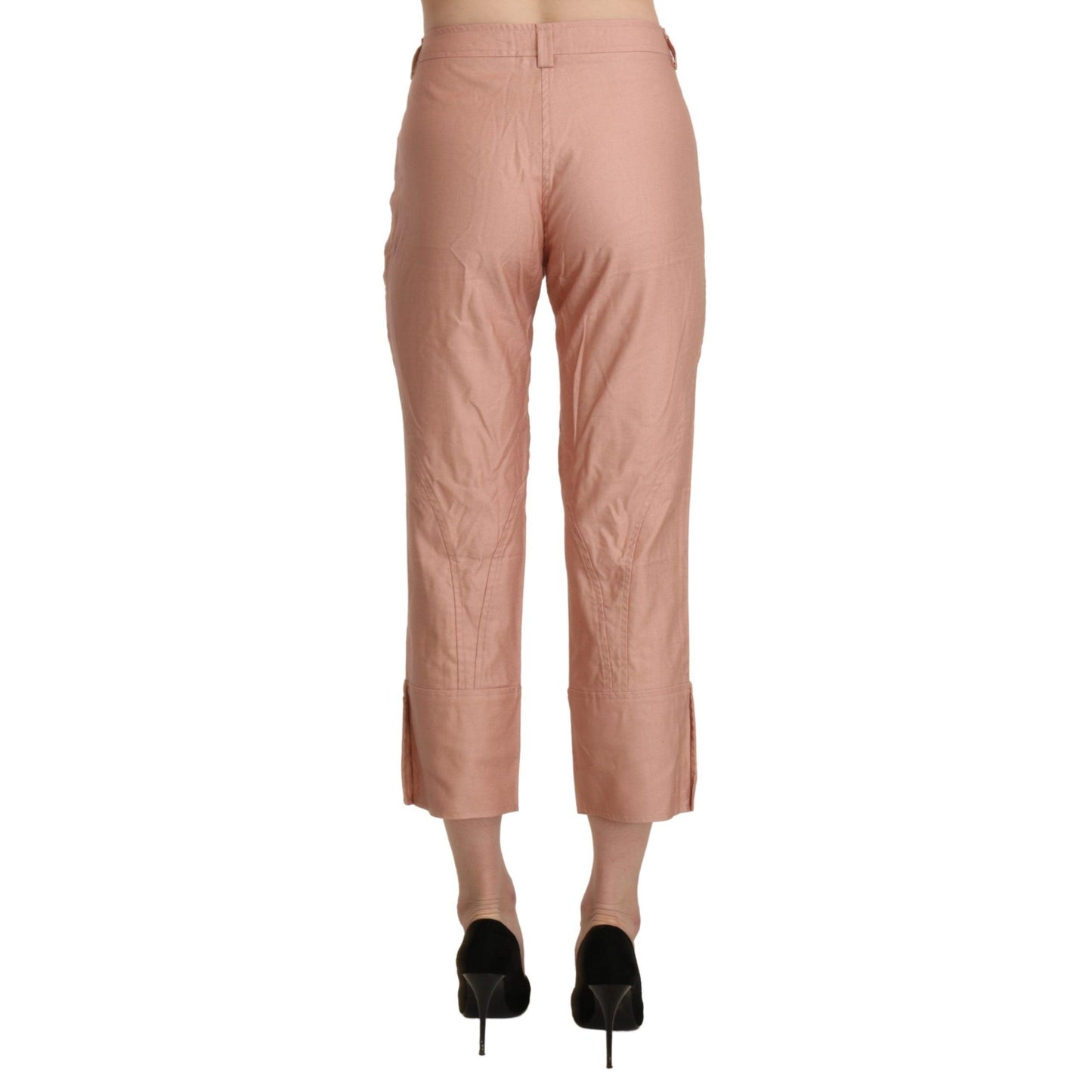 Ermanno Scervino Cotton Pink High Waist Cropped Trouser Pants