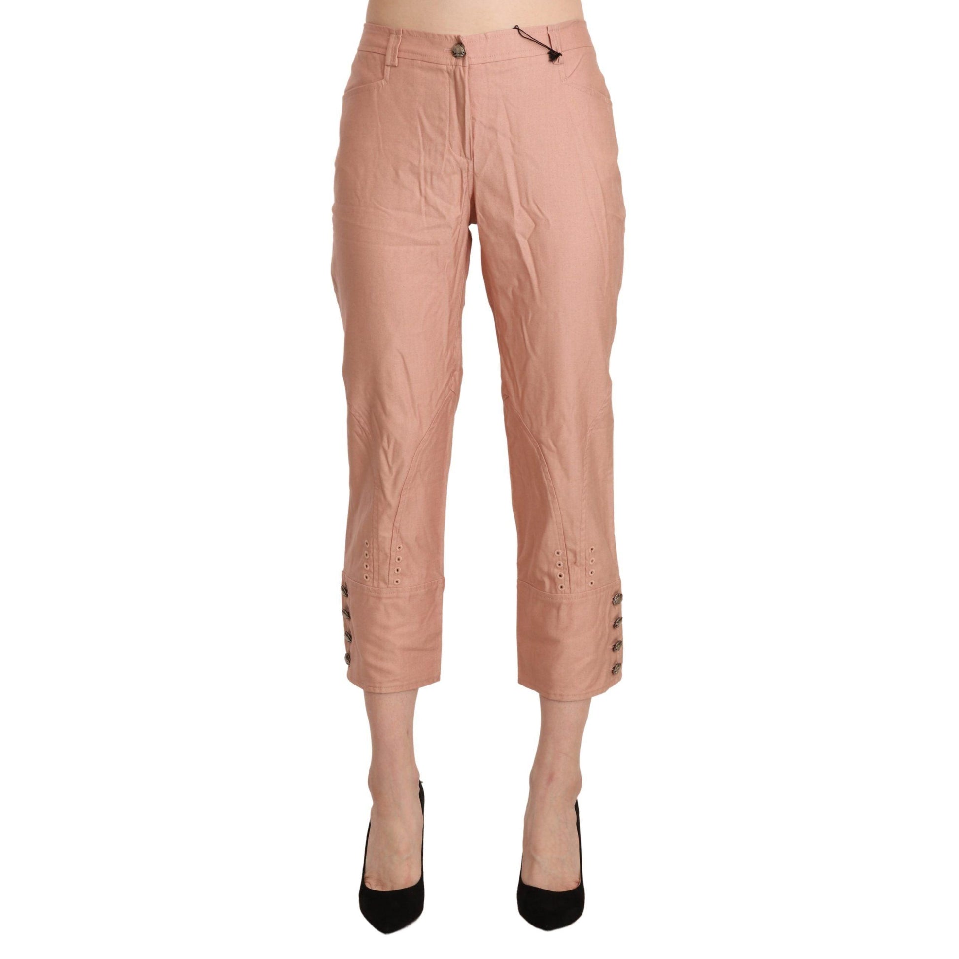 Ermanno Scervino Cotton Pink High Waist Cropped Trouser Pants