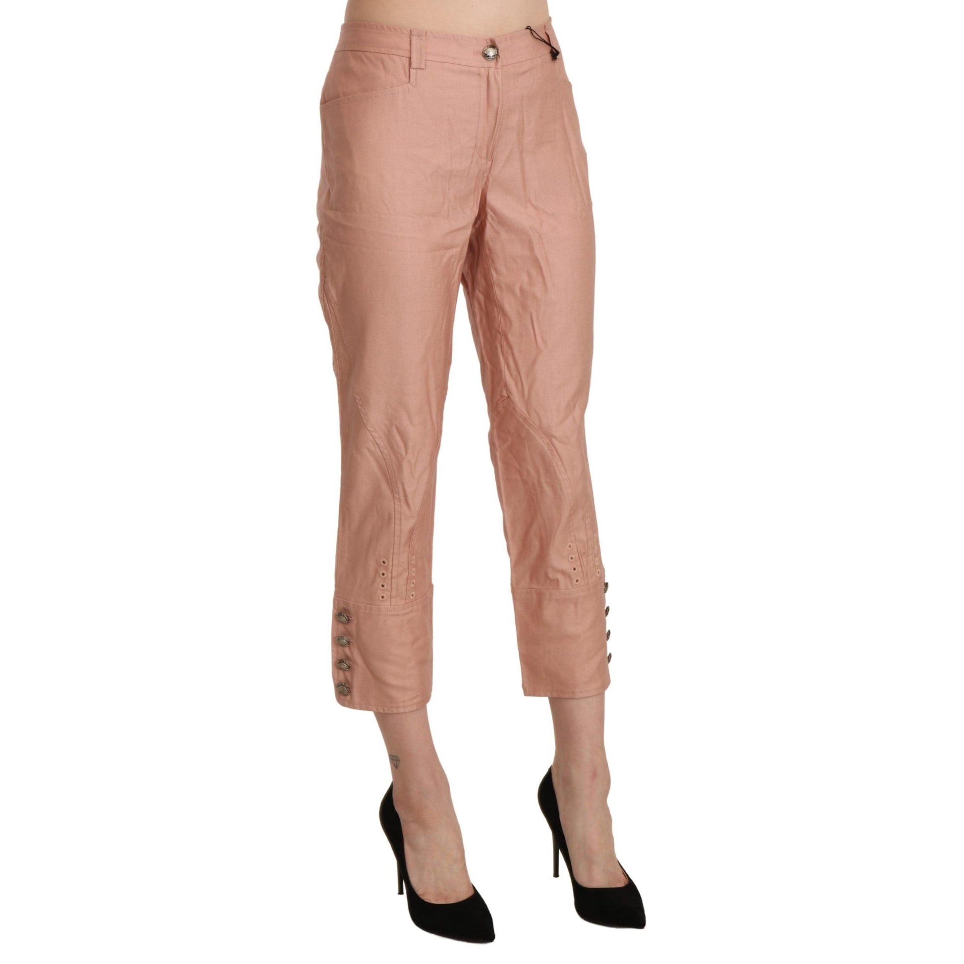 Ermanno Scervino Cotton Pink High Waist Cropped Trouser Pants