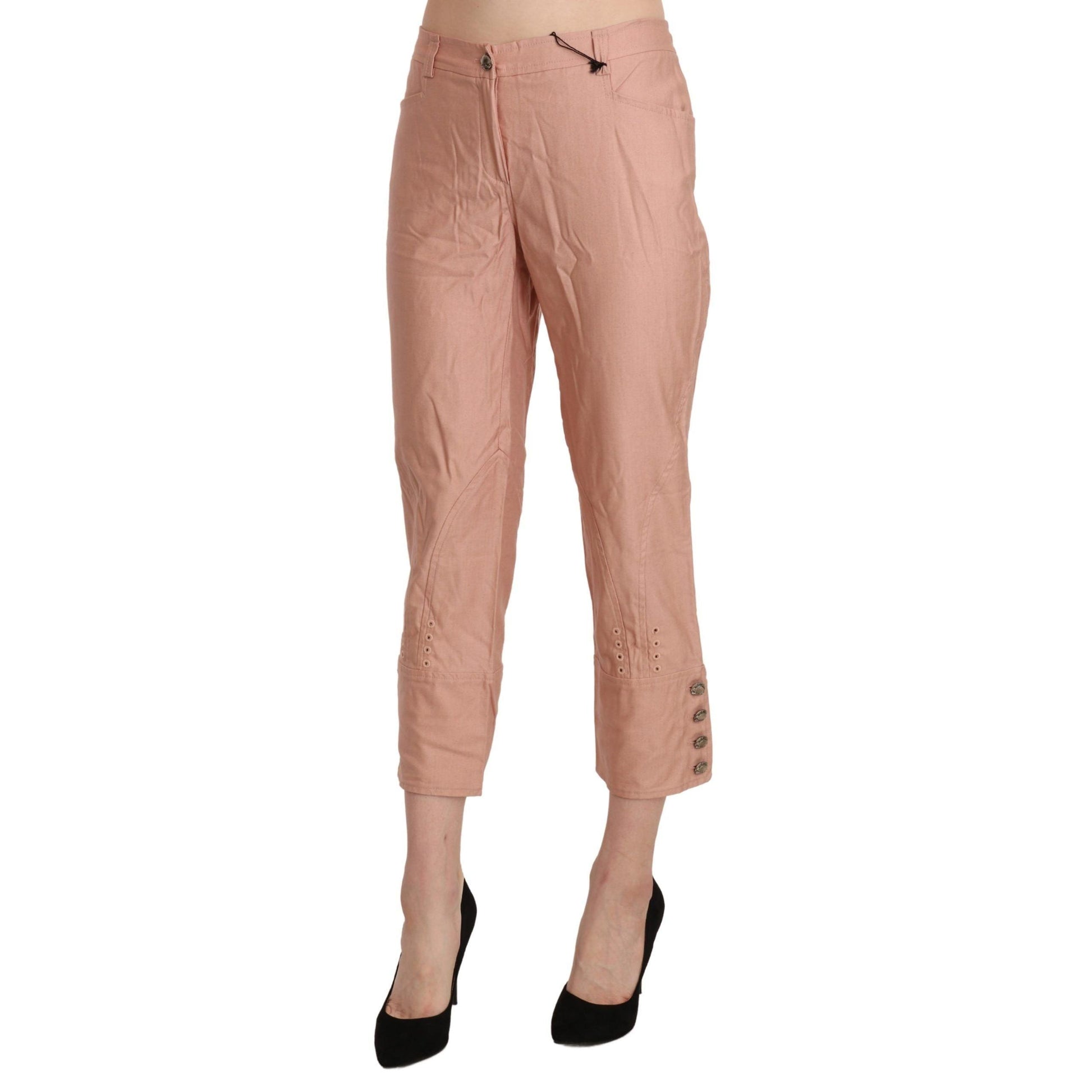 Ermanno Scervino Cotton Pink High Waist Cropped Trouser Pants