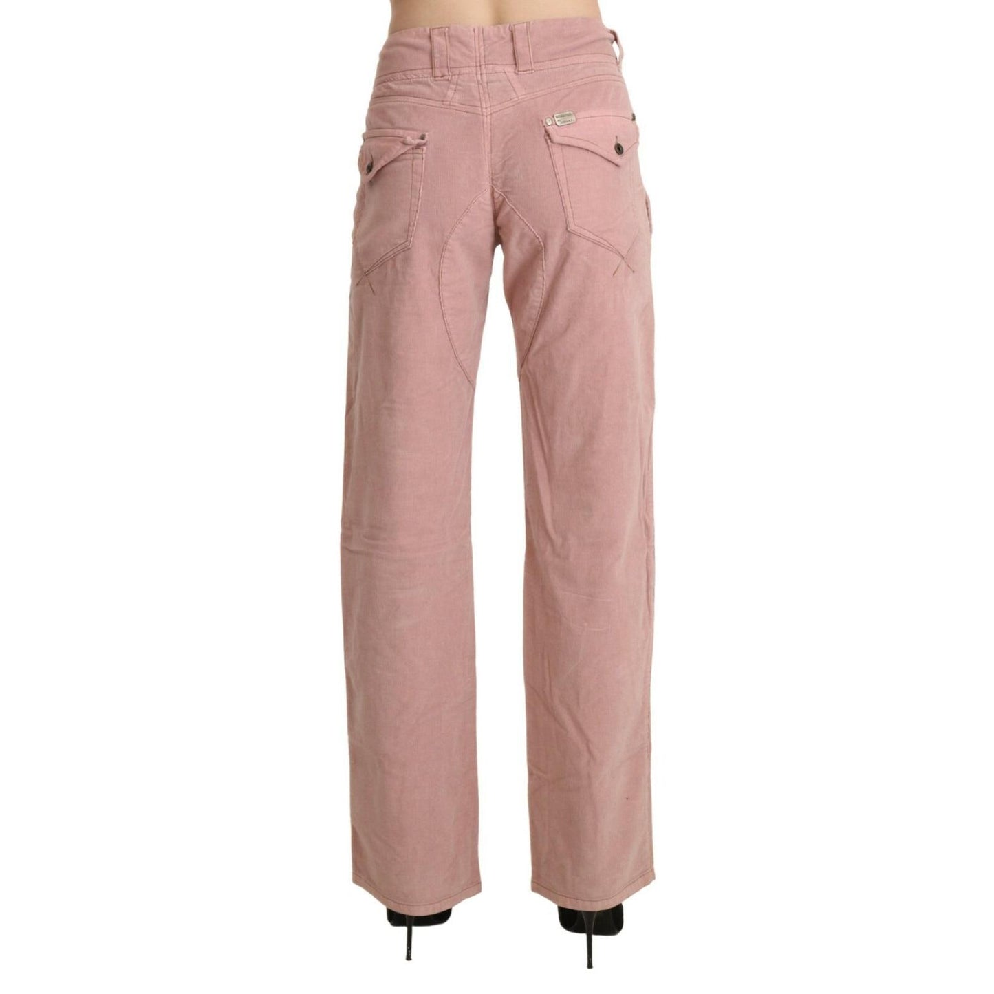 Ermanno Scervino Cotton Pink High Waist Straight Trouser Pants