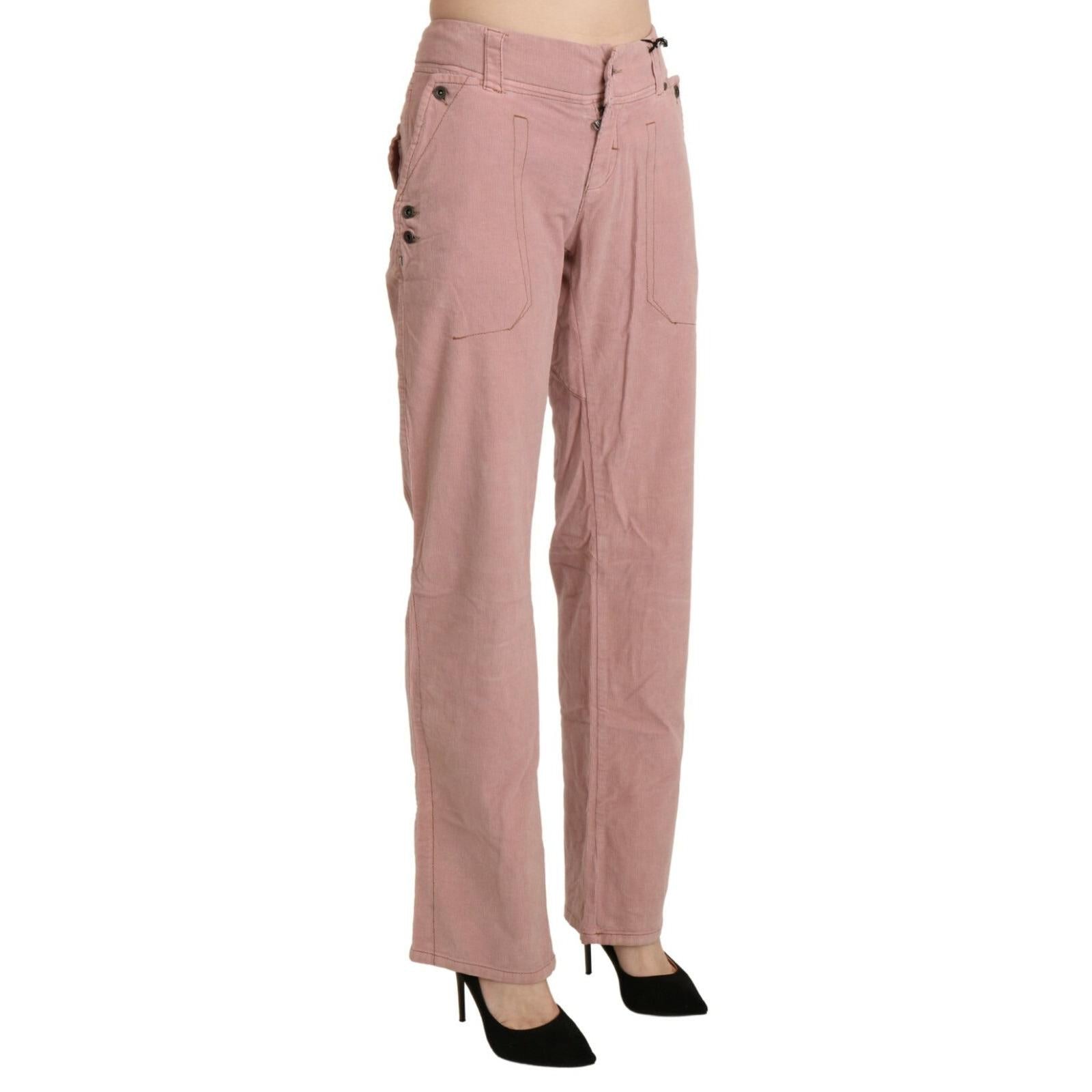 Ermanno Scervino Cotton Pink High Waist Straight Trouser Pants