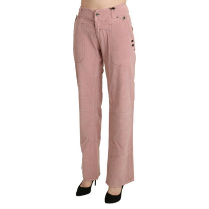 Ermanno Scervino Cotton Pink High Waist Straight Trouser Pants