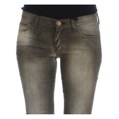 Ermanno Scervino Gray Wash Cotton Blend Slim Fit Jeans