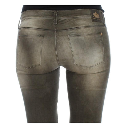 Ermanno Scervino Gray Wash Cotton Blend Slim Fit Jeans