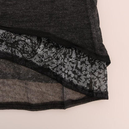 Ermanno Scervino Gray Wool Lace Top Long Sleeved T-shirt
