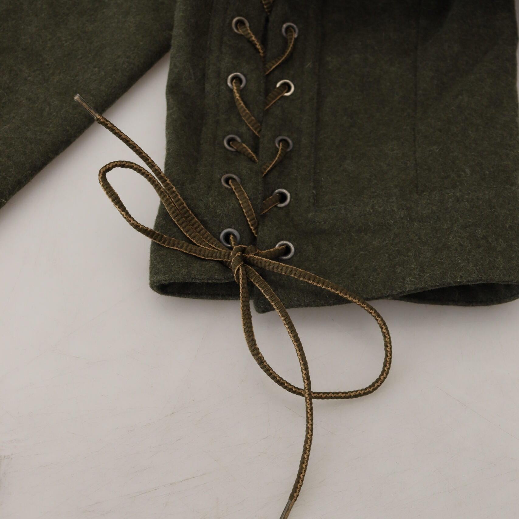 Ermanno Scervino Green Lace Up Leg Women Tapered Pants