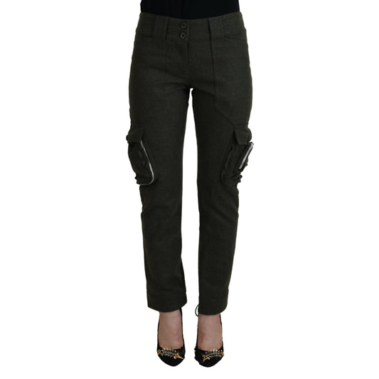 Ermanno Scervino Green Lace Up Leg Women Tapered Pants
